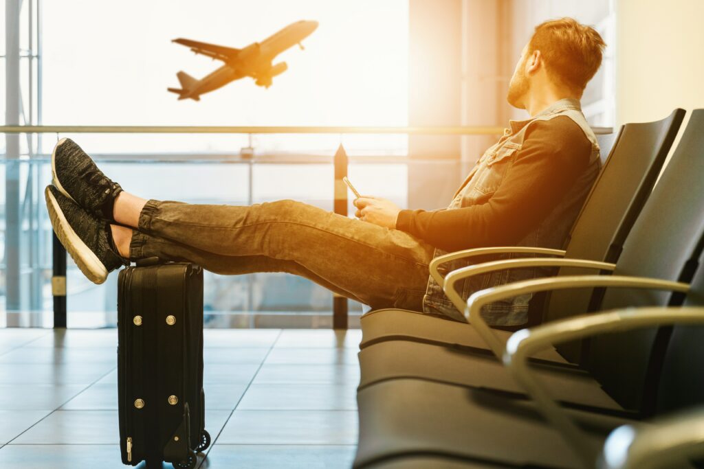 A guy using travel advantage network.